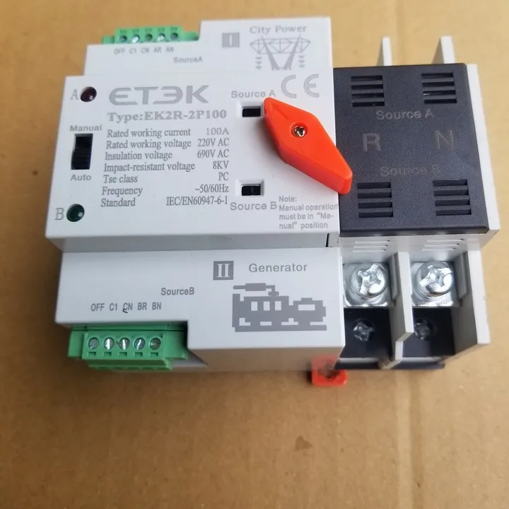Bộ ATS chuyển mạch nhanh 2 nguồn độc lập tự động ETEK 2P 100A